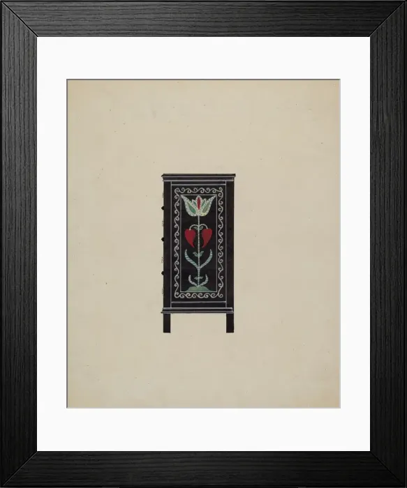 Framed Print : Side View of Guilford Painted Chest, c. 1936. Creator: Martin Partyka Framed Print : Side View of Guilford Painted Chest, c. 1936. Creator: Martin Partyka