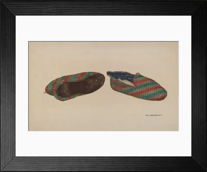 Framed Print : Mens Bedroom Slippers, 1935 / 1942. Creator: Paul Poffinbarger Framed Print : Mens Bedroom Slippers, 1935 / 1942. Creator: Paul Poffinbarger