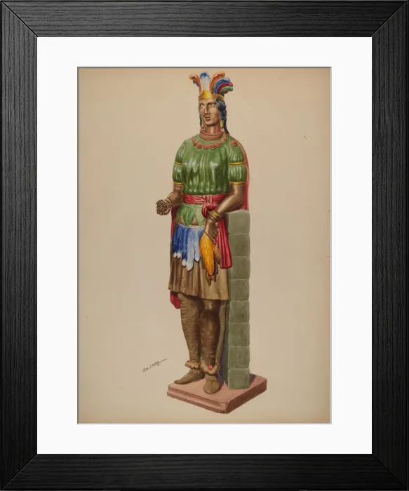Framed Print : Cigar Store Indian, 1937. Creator: Charles Moss Framed Print : Cigar Store Indian, 1937. Creator: Charles Moss