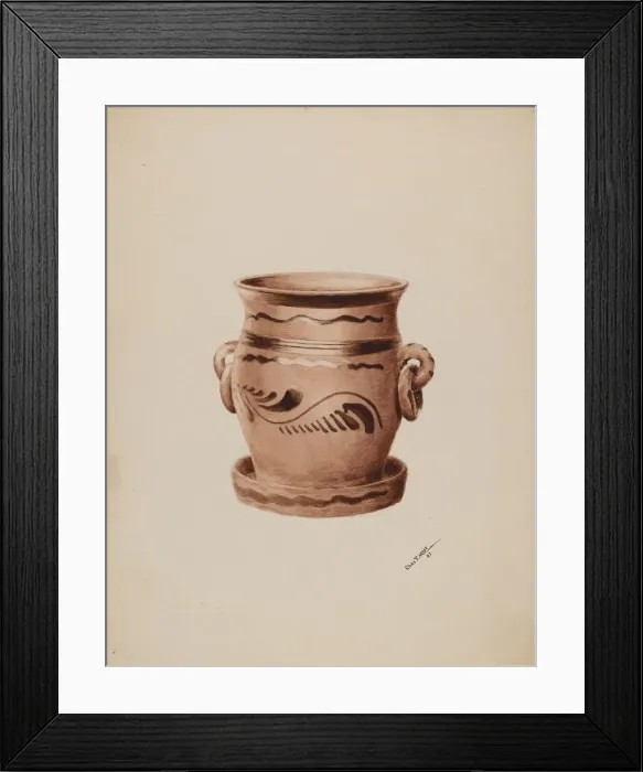 Framed Print : Flower Pot, 1937. Creator: Charles Moss Framed Print : Flower Pot, 1937. Creator: Charles Moss