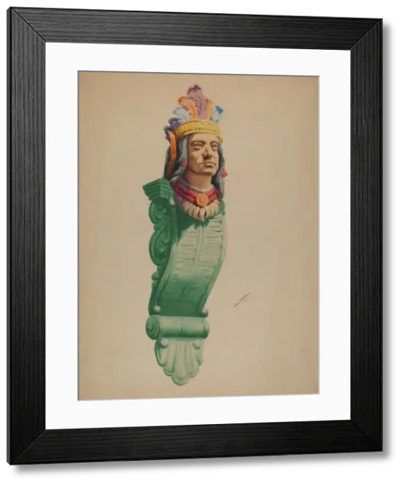 Framed Print : Iron Indian Head, 1937. Creator: Charles Moss Framed Print : Iron Indian Head, 1937. Creator: Charles Moss