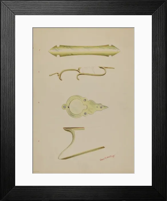Framed Print : Patch Pocket and Decorations on Ky. Rifle, 1938. Creator: Charles Moss Framed Print : Patch Pocket and Decorations on Ky. Rifle, 1938. Creator: Charles Moss