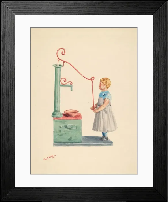 Framed Print : Toy Bank: Dutch Girl at Well, 1938. Creator: Charles Moss Framed Print : Toy Bank: Dutch Girl at Well, 1938. Creator: Charles Moss