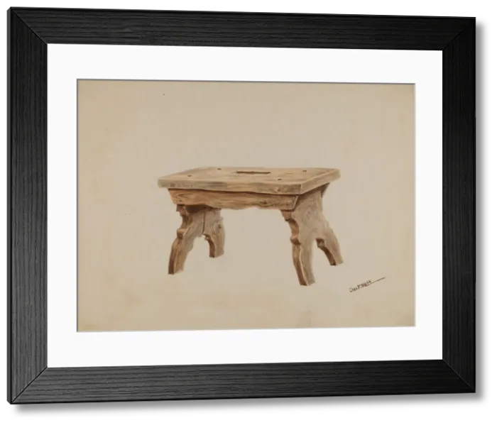 Framed Print : Footstool, c. 1937. Creator: Charles Moss Framed Print : Footstool, c. 1937. Creator: Charles Moss