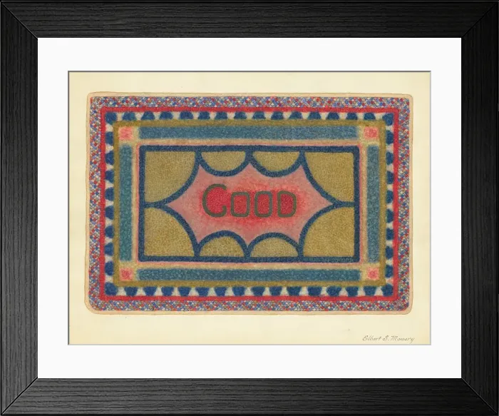Framed Print : Shaker Rug, c. 1937. Creator: Elbert S. Mowery Framed Print : Shaker Rug, c. 1937. Creator: Elbert S. Mowery