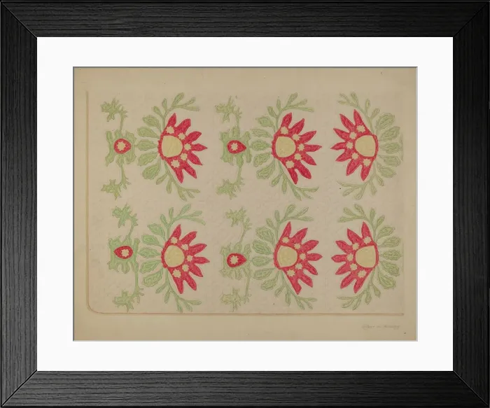 Framed Print : Applique Quilt - King Davids Crown, c. 1938. Creator: Elbert S. Mowery Framed Print : Applique Quilt - King Davids Crown, c. 1938. Creator: Elbert S. Mowery