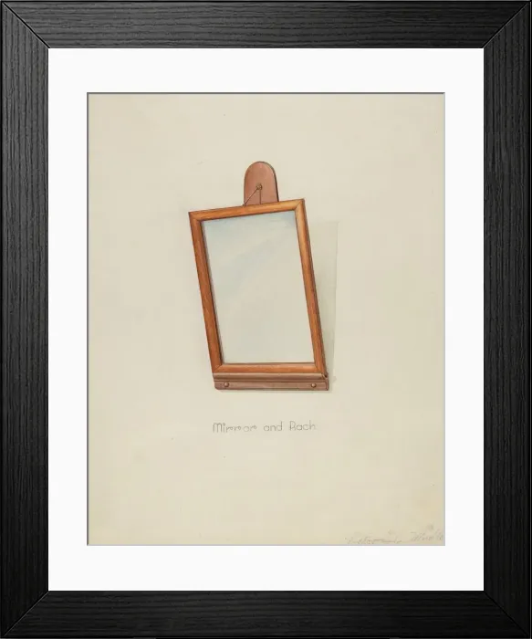 Framed Print : Shaker Looking Glass and Rack, 1935 / 1942. Creator: Victor F. Muollo Framed Print : Shaker Looking Glass and Rack, 1935 / 1942. Creator: Victor F. Muollo