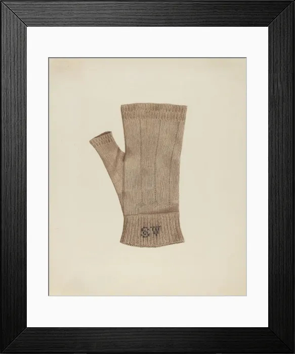 Framed Print : Knitted Glove, c. 1936. Creator: Elizabeth Moutal Framed Print : Knitted Glove, c. 1936. Creator: Elizabeth Moutal