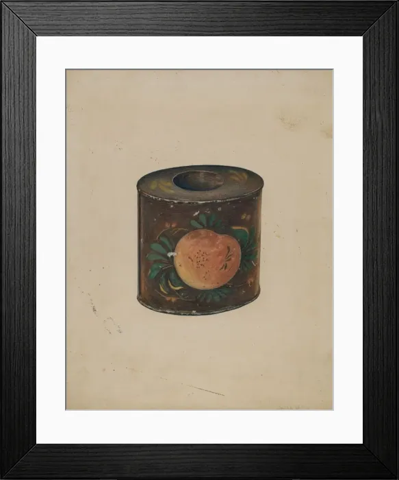 Framed Print : Toleware Canister, c. 1941. Creator: Lelah Nelson Framed Print : Toleware Canister, c. 1941. Creator: Lelah Nelson