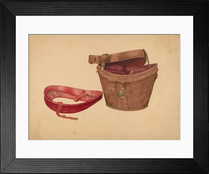 Framed Print : Mans Hat Box, c. 1940. Creator: Lelah Nelson Framed Print : Mans Hat Box, c. 1940. Creator: Lelah Nelson