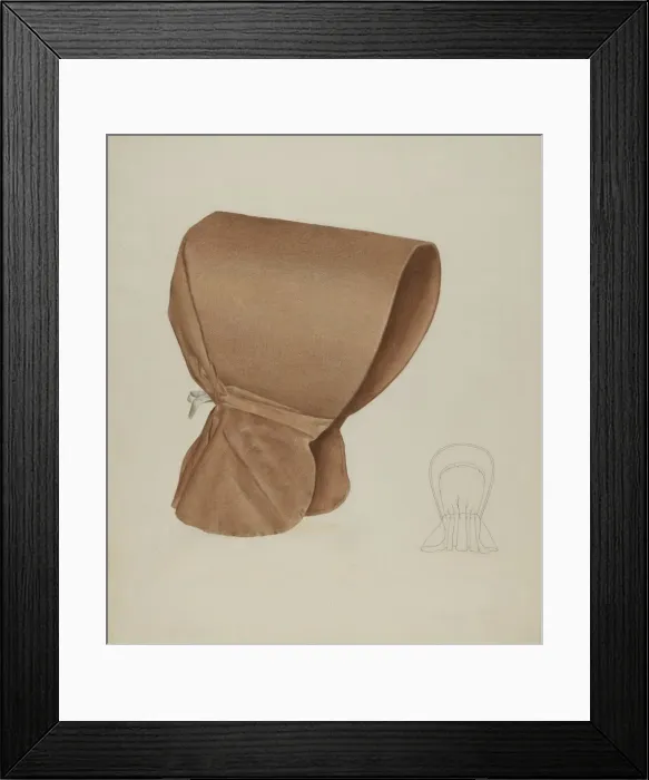 Framed Print : Shaker Bonnet, c. 1936. Creator: Elizabeth Moutal Framed Print : Shaker Bonnet, c. 1936. Creator: Elizabeth Moutal
