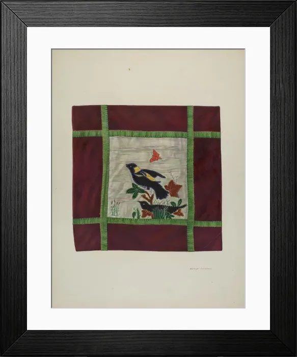 Framed Print : Applique Coverlet (Detail), 1941. Creator: Adolph Opstad Framed Print : Applique Coverlet (Detail), 1941. Creator: Adolph Opstad