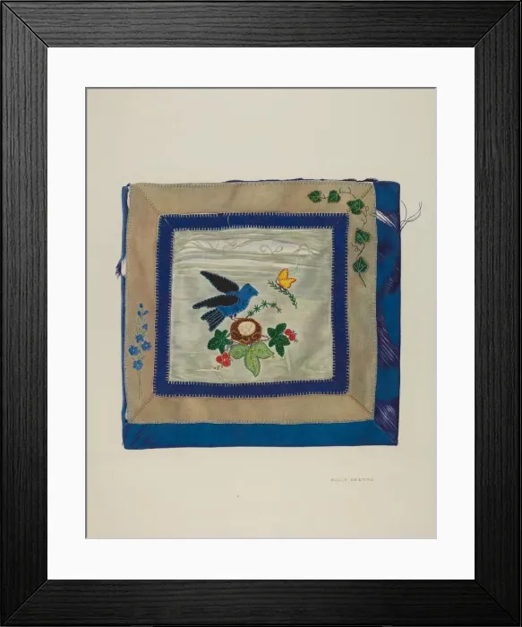Framed Print : Coverlet (Detail of Bluebird), c. 1941. Creator: Adolph Opstad Framed Print : Coverlet (Detail of Bluebird), c. 1941. Creator: Adolph Opstad