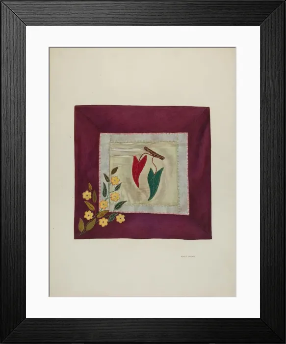 Framed Print : Applique Coverlet (Detail), 1941. Creator: Adolph Opstad Framed Print : Applique Coverlet (Detail), 1941. Creator: Adolph Opstad