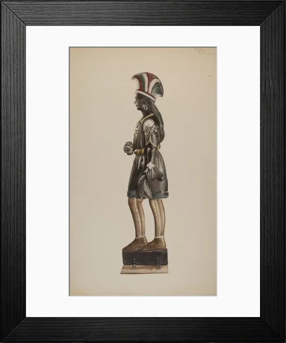 Framed Print : Cigar Store Indian, c. 1940. Creator: Henry Murphy Framed Print : Cigar Store Indian, c. 1940. Creator: Henry Murphy