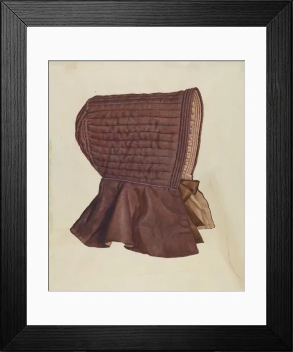 Framed Print : Shaker Womans Bonnet, c. 1936. Creator: Elizabeth Moutal Framed Print : Shaker Womans Bonnet, c. 1936. Creator: Elizabeth Moutal