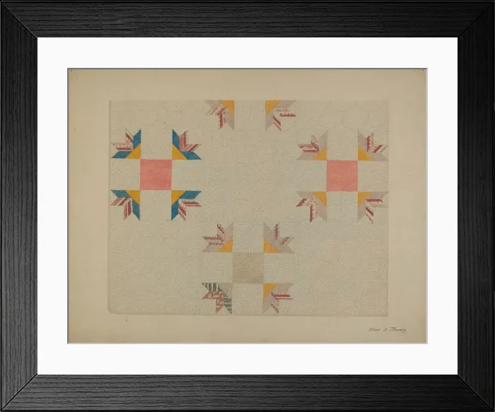 Framed Print : Patchwork Quilt, c. 1937. Creator: Elbert S. Mowery Framed Print : Patchwork Quilt, c. 1937. Creator: Elbert S. Mowery