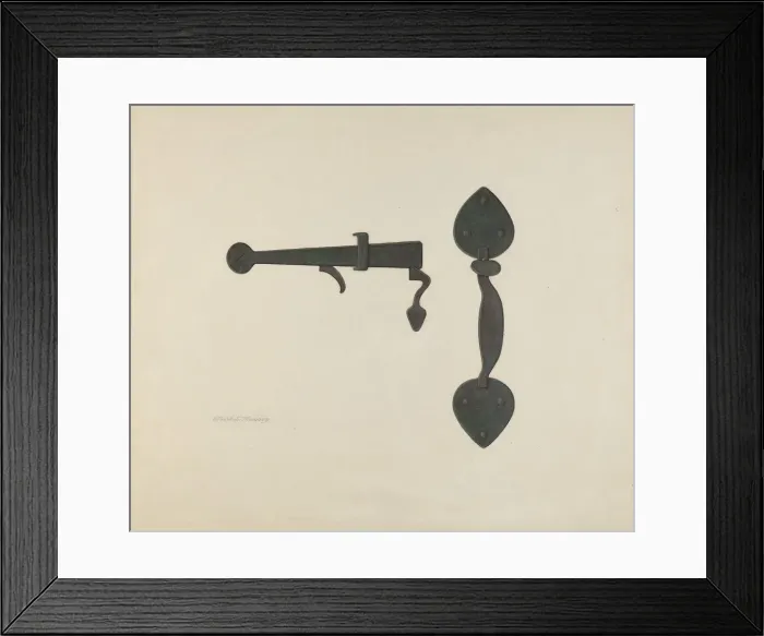 Framed Print : Shaker Door Latch, 1935 / 1942. Creator: Elbert S. Mowery Framed Print : Shaker Door Latch, 1935 / 1942. Creator: Elbert S. Mowery