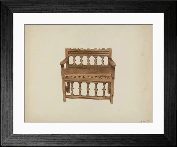 Framed Print : Bench, c. 1939. Creator: Marjery Parish Framed Print : Bench, c. 1939. Creator: Marjery Parish