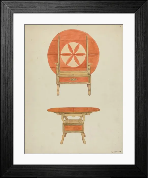 Framed Print : Hutch Table, c. 1938. Creator: Marjery Parish Framed Print : Hutch Table, c. 1938. Creator: Marjery Parish
