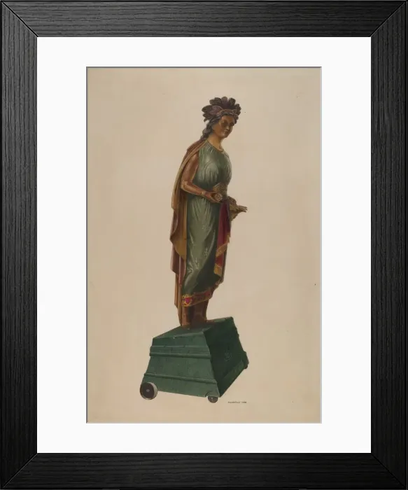 Framed Print : Cigar Store Indian, 1938. Creator: Louis Plogsted Framed Print : Cigar Store Indian, 1938. Creator: Louis Plogsted
