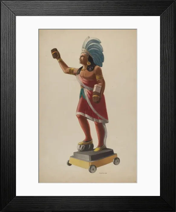 Framed Print : Cigar Store Indian, 1938. Creator: Louis Plogsted Framed Print : Cigar Store Indian, 1938. Creator: Louis Plogsted