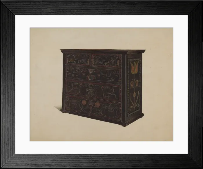 Framed Print : Painted Chest of Drawers, c. 1938. Creator: Martin Partyka Framed Print : Painted Chest of Drawers, c. 1938. Creator: Martin Partyka