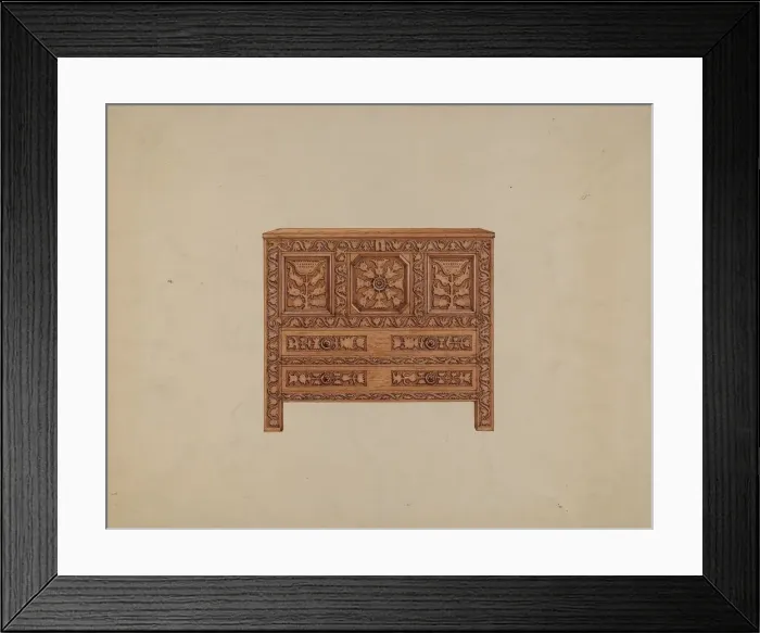 Framed Print : A Connecticut-type Hadley Chest, c. 1936. Creator: Martin Partyka Framed Print : A Connecticut-type Hadley Chest, c. 1936. Creator: Martin Partyka