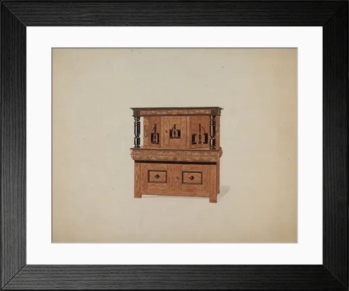 Framed Print : Guilford Press Cupboard, c. 1936. Creator: Martin Partyka Framed Print : Guilford Press Cupboard, c. 1936. Creator: Martin Partyka