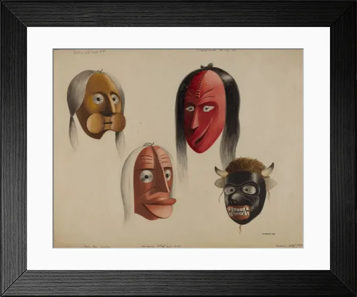 Framed Print : Masks, 1938. Creator: Louis Plogsted Framed Print : Masks, 1938. Creator: Louis Plogsted