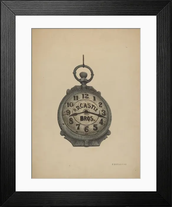 Framed Print : Jewelers Sign Watch, c. 1940. Creator: Paul Poffinbarger Framed Print : Jewelers Sign Watch, c. 1940. Creator: Paul Poffinbarger
