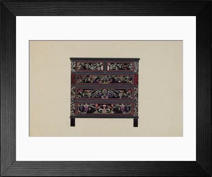 Framed Print : Guilford Painted Chest, c. 1936. Creator: Martin Partyka Framed Print : Guilford Painted Chest, c. 1936. Creator: Martin Partyka