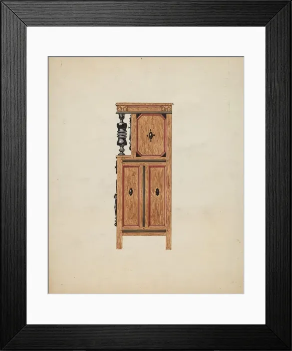 Framed Print : Side View of Hartford Cupboard, c. 1936. Creator: Martin Partyka Framed Print : Side View of Hartford Cupboard, c. 1936. Creator: Martin Partyka