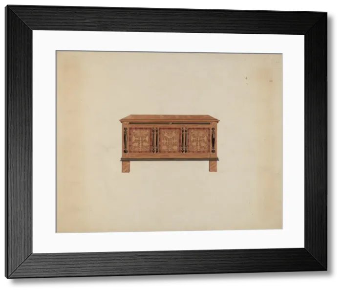 Framed Print : Blanket Chest - Front View, c. 1936. Creator: Martin Partyka Framed Print : Blanket Chest - Front View, c. 1936. Creator: Martin Partyka