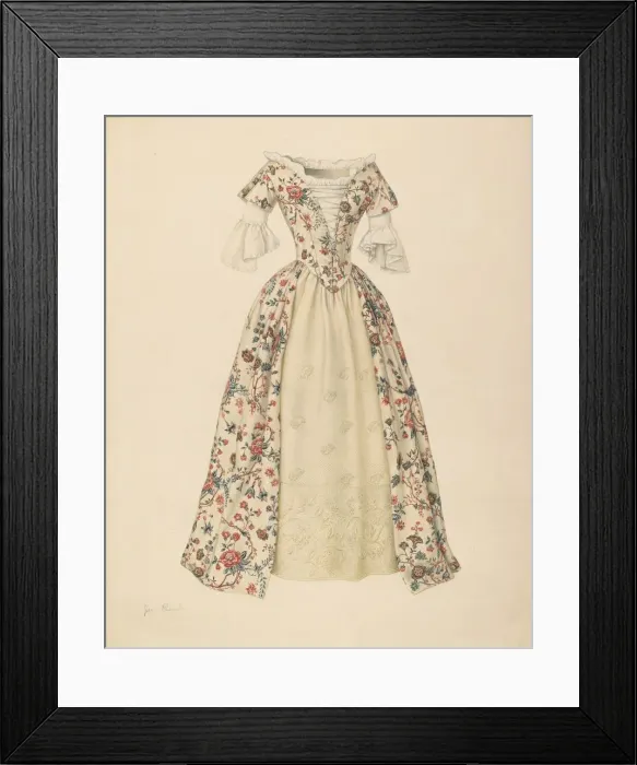 Framed Print : Dress with Quilted Petticoat, 1935  /  1942. Creator: Jean Peszel
