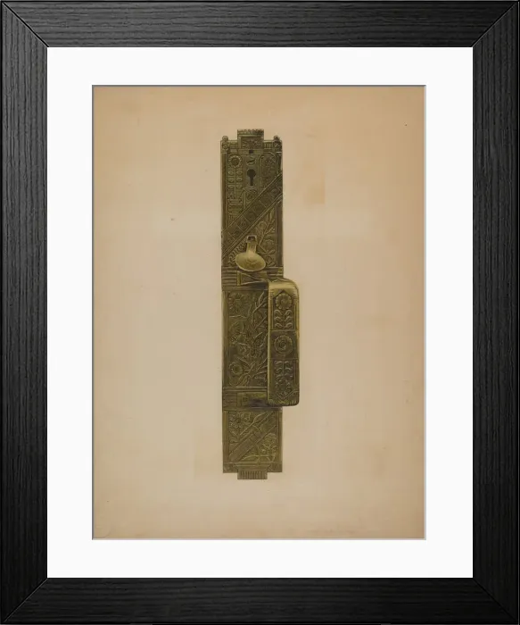 Framed Print : Door Latch and Handle, c. 1939. Creator: Paul Poffinbarger Framed Print : Door Latch and Handle, c. 1939. Creator: Paul Poffinbarger