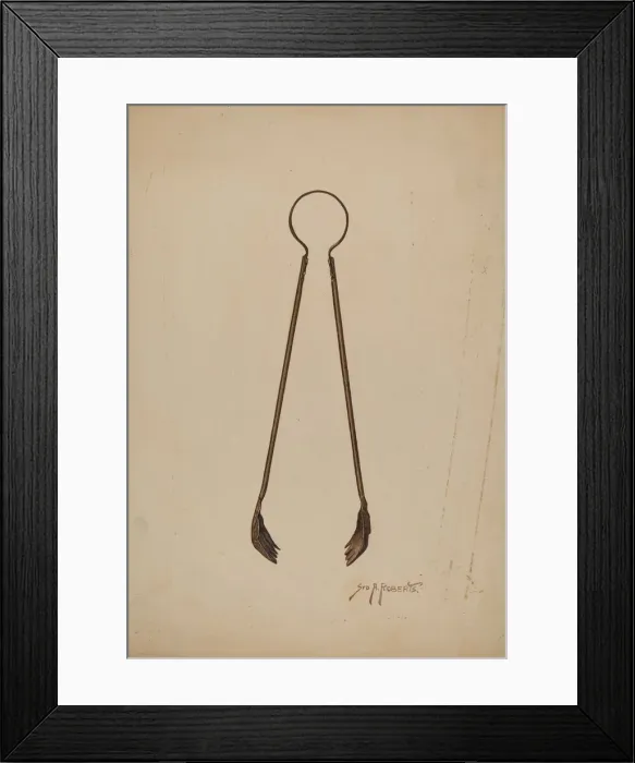 Framed Print : Fireplace Tongs, c. 1941. Creator: Paul Poffinbarger Framed Print : Fireplace Tongs, c. 1941. Creator: Paul Poffinbarger