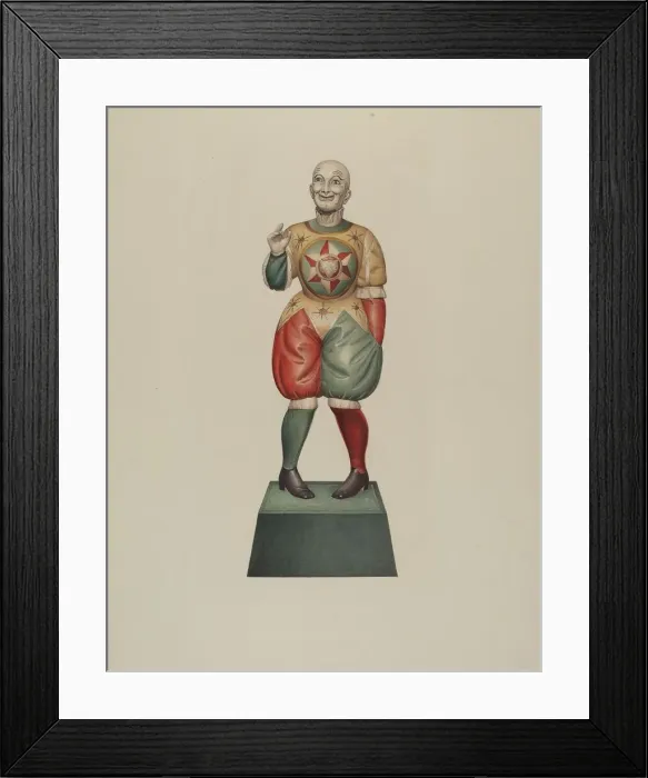 Framed Print : Cigar Store Figure: Clown, c. 1939. Creator: Robert Pohle Framed Print : Cigar Store Figure: Clown, c. 1939. Creator: Robert Pohle