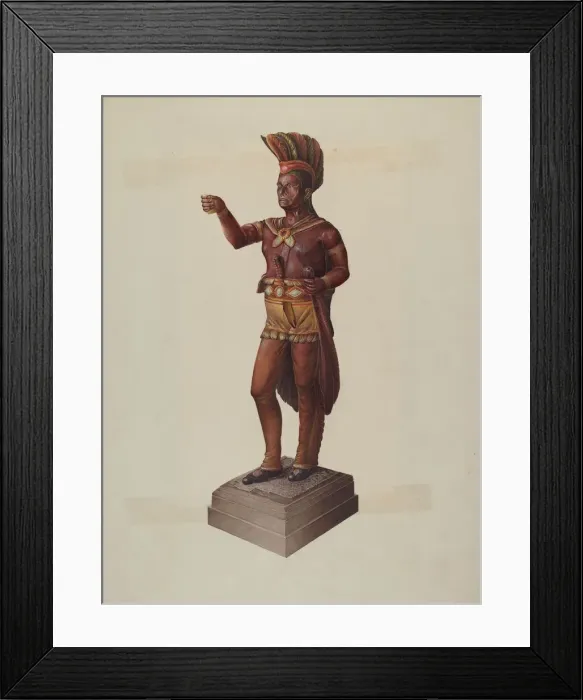 Framed Print : Cigar Store Indian, c. 1937. Creator: Robert Pohle Framed Print : Cigar Store Indian, c. 1937. Creator: Robert Pohle
