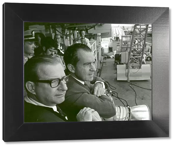 President Nixon and Dr. Paine Wait to Meet Apollo 11 Astronauts, 1969. Creator: NASA
