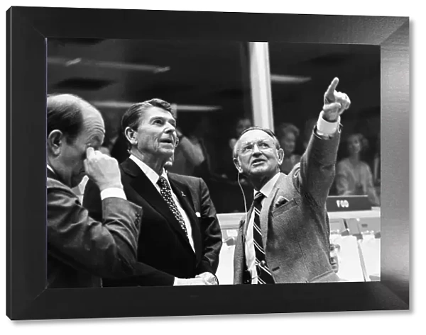 President Ronald Reagan at mission control, Houston, Texas, USA, November 13, 1981