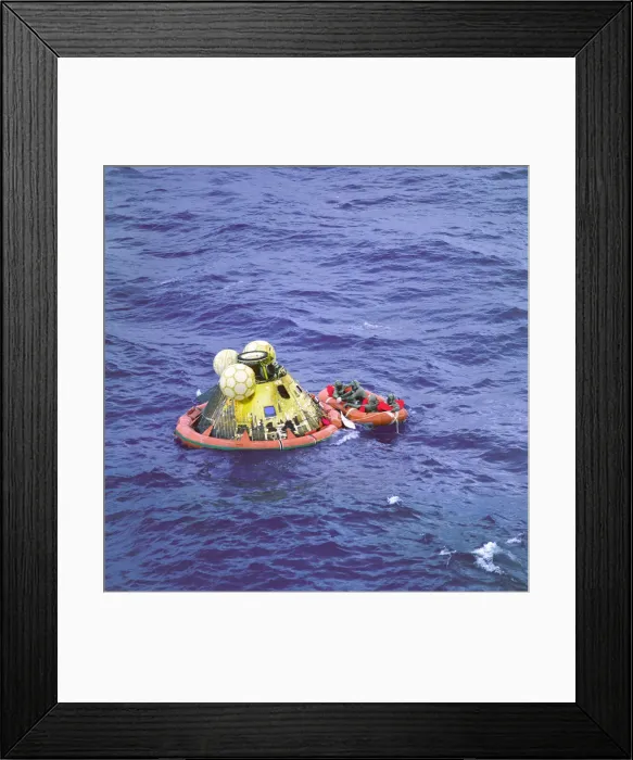 Framed Print : Apollo 11 Crew in Raft before Recovery, 1969. Creator: NASA Framed Print : Apollo 11 Crew in Raft before Recovery, 1969. Creator: NASA