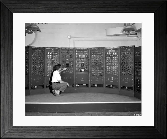 Framed Print : Analog Computing Machine in Fuel Systems Building, Cleveland, Ohio, USA, 1949 Framed Print : Analog Computing Machine in Fuel Systems Building, Cleveland, Ohio, USA, 1949
