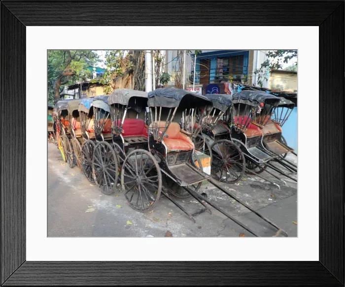 Framed Print : Rickshaws in Calcutta, India. Creator: Unknown Framed Print : Rickshaws in Calcutta, India. Creator: Unknown