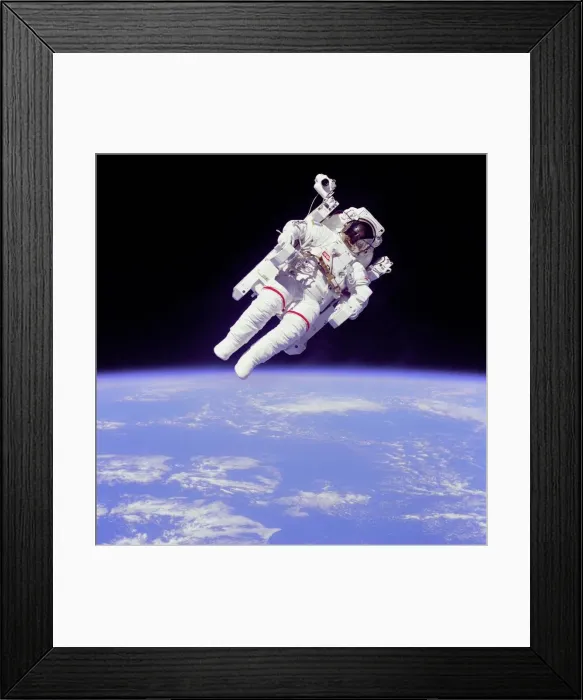 Framed Print : Backpacking, 1984. Creator: NASA Framed Print : Backpacking, 1984. Creator: NASA