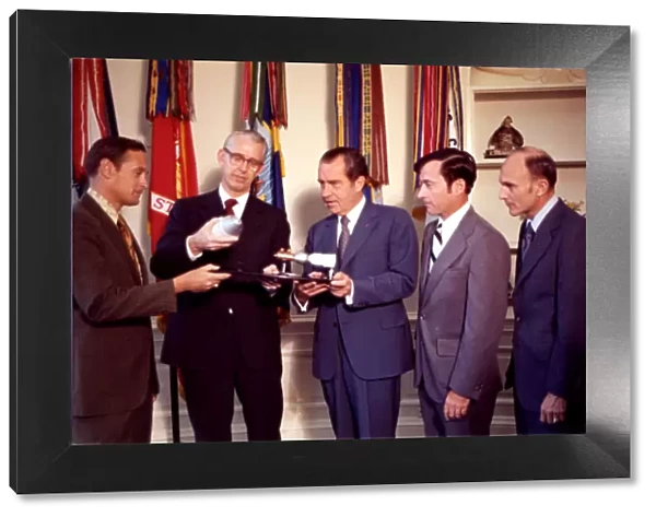 President Nixon with Dr. James Fletcher and Apollo 16 Astronauts, 1972. Creator: NASA