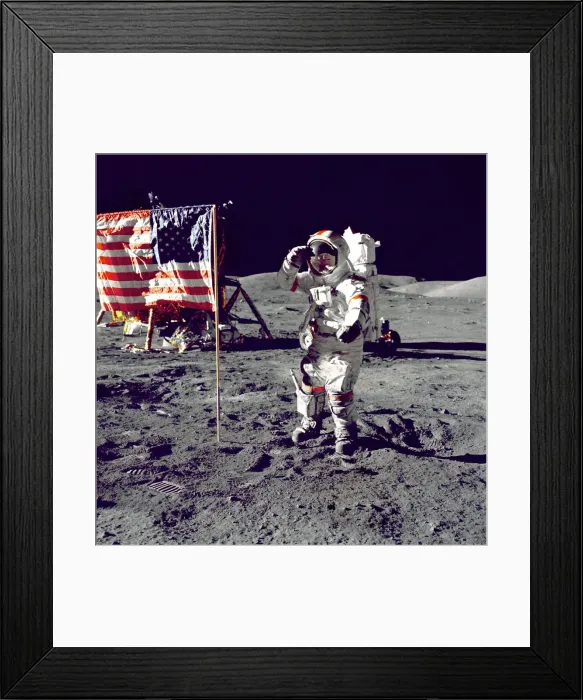 Framed Print : Cernan Jump Salutes Flag, 1972. Creator: Harrison Schmitt Framed Print : Cernan Jump Salutes Flag, 1972. Creator: Harrison Schmitt