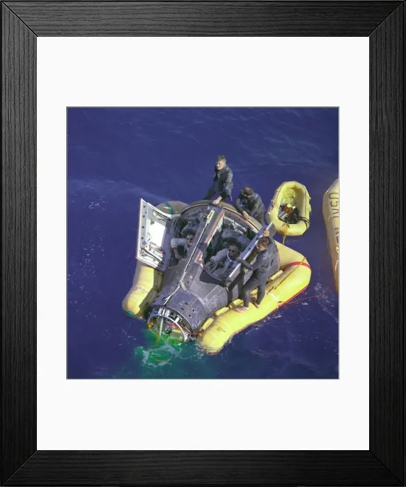 Framed Print : Gemini VIII splashdown, Armstrong and Scott with hatches open, March 16, 1966 Framed Print : Gemini VIII splashdown, Armstrong and Scott with hatches open, March 16, 1966
