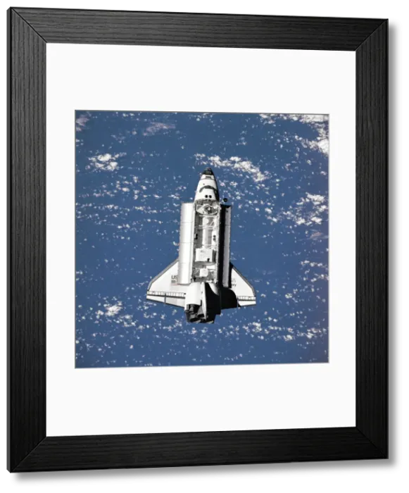 Framed Print : Discovery seen from Mir, 1998. Creator: NASA Framed Print : Discovery seen from Mir, 1998. Creator: NASA