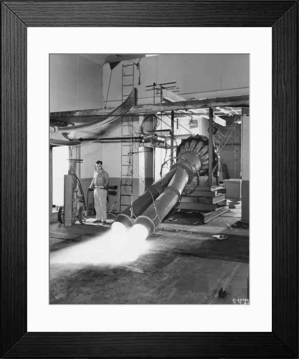 Framed Print : Effect of twinjet exhausts in simulation take-off, USA, July 7, 1949. Creator: Unknown Framed Print : Effect of twinjet exhausts in simulation take-off, USA, July 7, 1949. Creator: Unknown